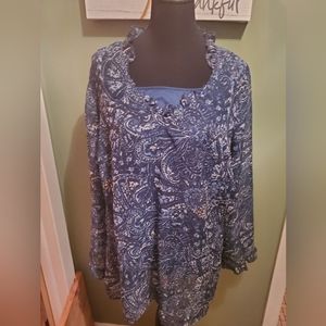 Fashion  Bug Womens Blouse Shirt Size 22/24 Blue With Tank Top
